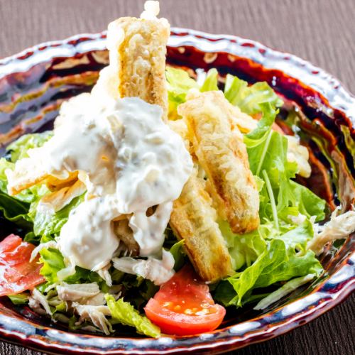 Crispy burdock tartar salad