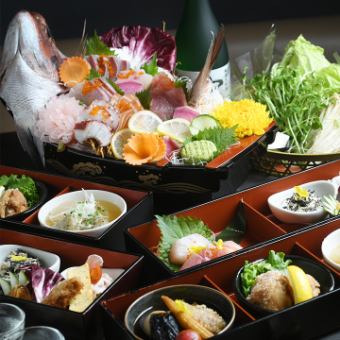 May: Enjoy seasonally selected ingredients with your friends in a sousou boat-style banquet for 120 minutes, with premium all-you-can-drink, last order 30 minutes before 6,000 yen