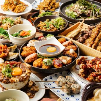 《圧巻コスパ/3h》絶品炙り焼き,焼き鳥,餃子5種つくねが8種＋〆まで付いた◎160種食べ飲4299→