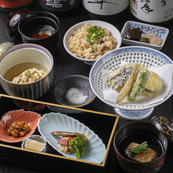 日本酒と相性抜群のコース料理もご用意しております◎昼のあみ定御膳夏のコース【4,800円（税込）】