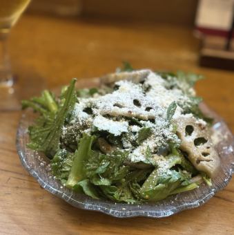 春菊と蓮根のサラダ