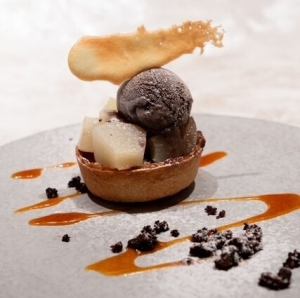 51 Pear Tart with Belgian Chocolate Ice Cream