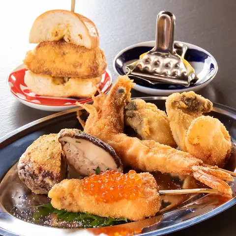 これぞ京串カツ!豚ロース,うずら,ホタテなど14種までもが食べ放題に!