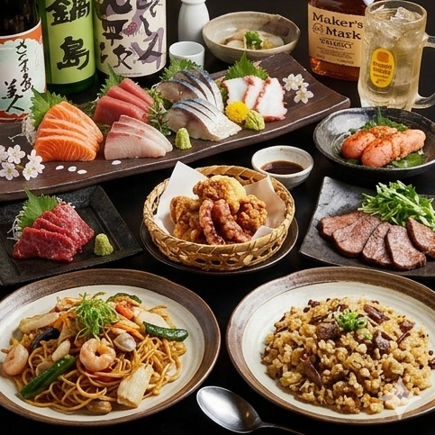 『極宴コース』明太子や牛タン焼含10品 3時間飲み放題付 6980円⇒5980円※曜日別時間制限あり