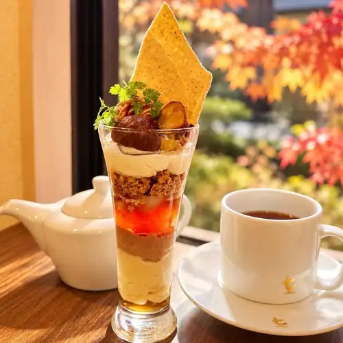 Chestnut and Nuwara Eliya parfait with your choice of tea.