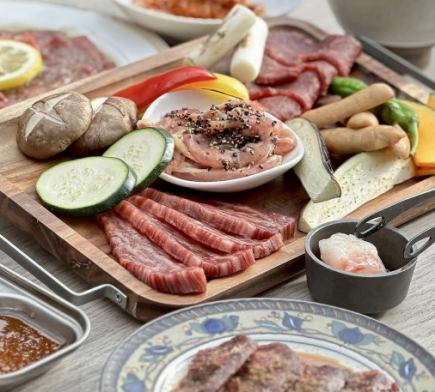 【ビアガーデンで厳選和牛を楽しむ】焼肉BBQとドリンク飲み放題付きプレミアムコース≪全12品≫