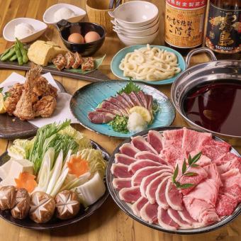 [Perfect for the cold season] [Domestic beef and duck sukiyaki course] Grilled cold yellowtail with ponzu sauce, etc. + 2 hours of all-you-can-drink