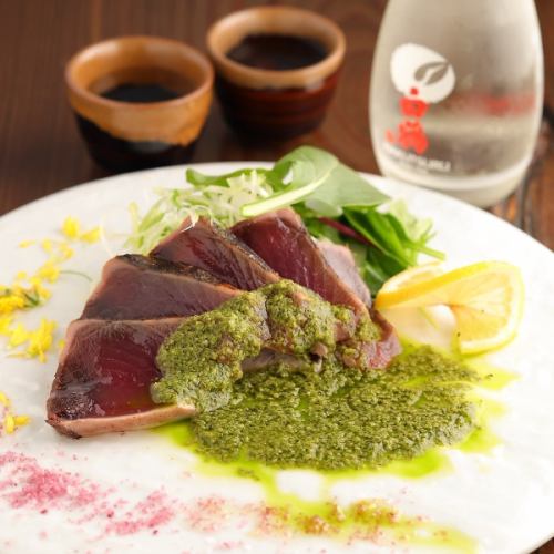 カツオたたき　ジェノベーゼorポン酢