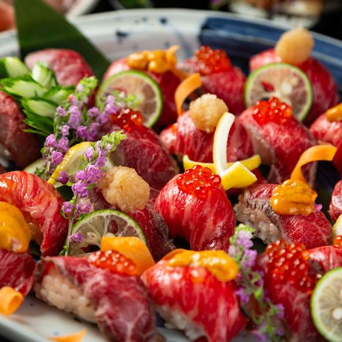 okiumiya自慢の肉寿司も食べ放題プランも