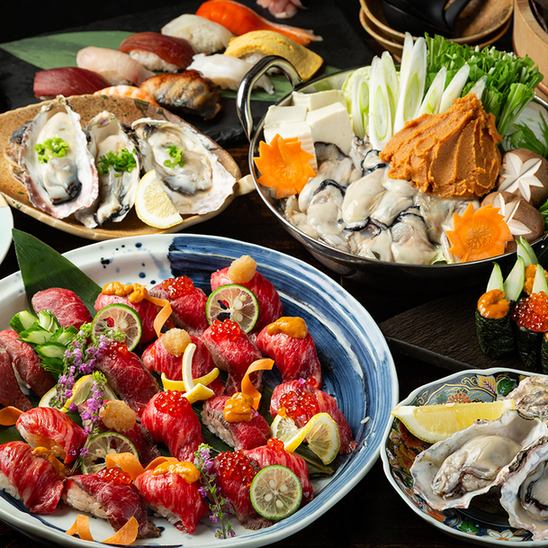 1日2組限定の牡蠣食べ放題+肉寿司食べ放題!