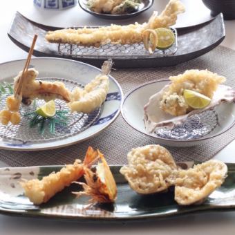 【おまかせコース】空-そら- 旬のお造りと天ぷら7種、選べるご飯付き和の贅沢 5,500円