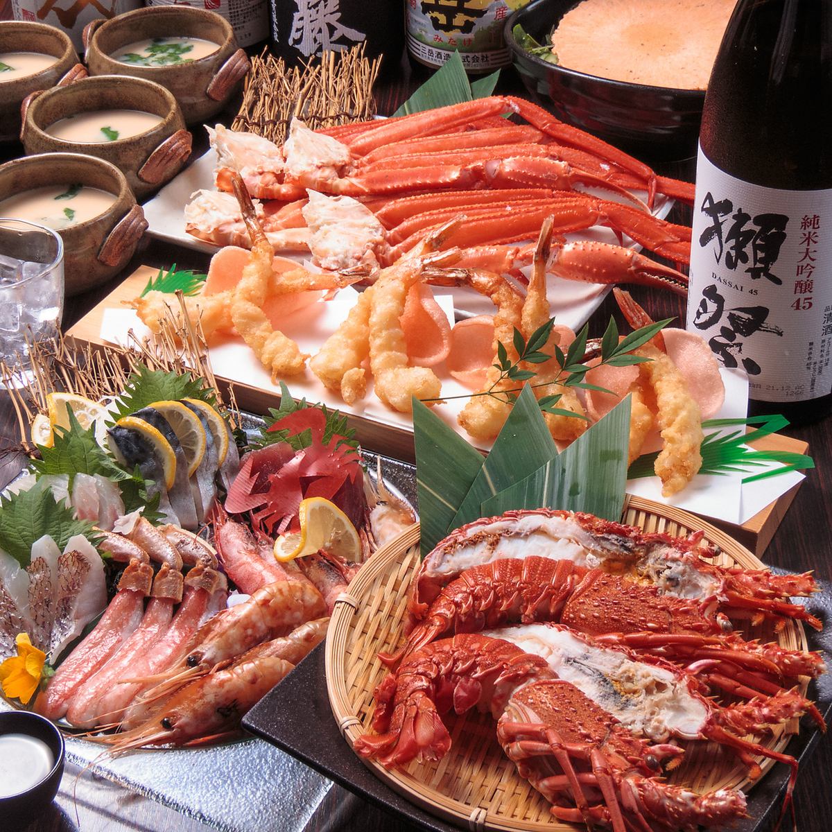 "Steamed spiny lobster" and luxurious shrimp and crab battle 3-hour course 7,800 yen