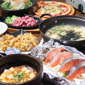 November only! [2 hours of all-you-can-drink included] 8 dishes including diced steak, mapo tofu, and pizza for 4,000 yen (tax included)