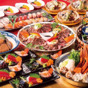 【平成の大忘年会コース】 ずわいがにの雪見鍋付9品+130種4H飲放付【9000⇒8000円(税込)】