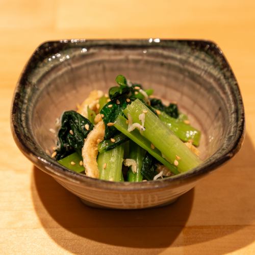 Boiled komatsuna and fried tofu