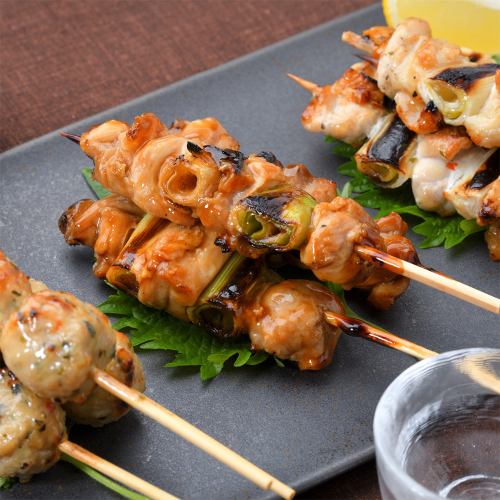 Assorted skewers of carefully selected local chicken