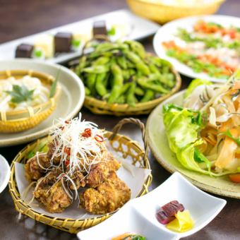 “適合聚會後和快餐！” “Shunka 聚會後套餐” 方便的 4 道菜餐點，含 2 小時無限暢飲 1,650 日元