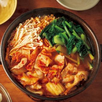 Spicy kimchi jjigae hot pot