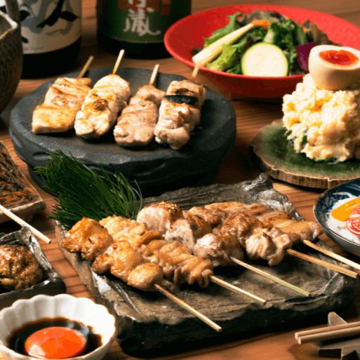 【烤雞肉串吃到飽】包括主菜在內的9道菜，含3小時吃到飽，3,280日元