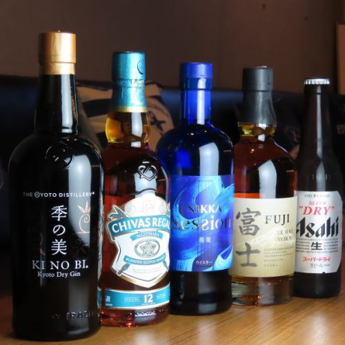 Various types of alcohol available