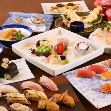 【含無限暢飲】鰻魚壓壽司、烤鰻魚捲、生魚片“愛知縣產鰻魚+江戶前壽司套餐”