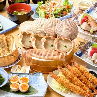 【2時間飲み放題付き】豪華海鮮！圧巻の大海老フライを贅沢に！エビ反りコース 4800円(税込)