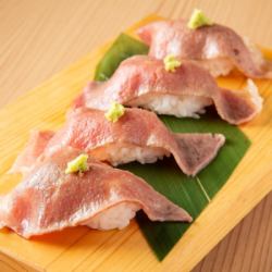 Grilled Kuroge Wagyu beef sushi from Kyushu