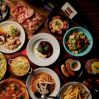 【호화 망년회 코스】180분 음료 무제한!선택할 수 있는 피자&소탕・그라탄 파스타 등 전14품★5000엔