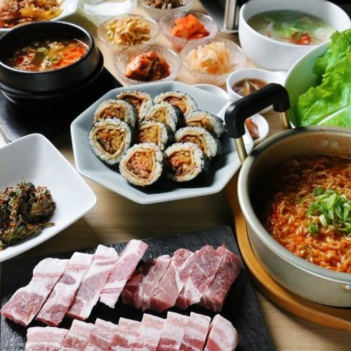 【料理のみ】お店イチオシのサムギョプサルを含むハンザンコース♪