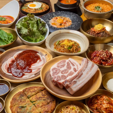 【料理のみ】お店イチオシのサムギョプサルを含むハンザン上コース♪