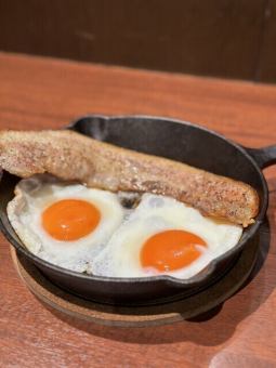 Homemade bacon steak egg