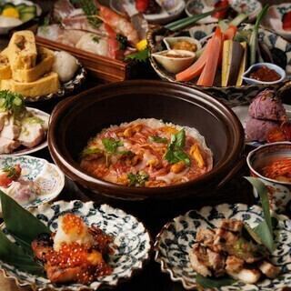 《春の桜宴》『団欒・贅沢コース』土鍋ご飯,もつ鍋や野菜天ぷら10品3時間飲み放題付き5,500円