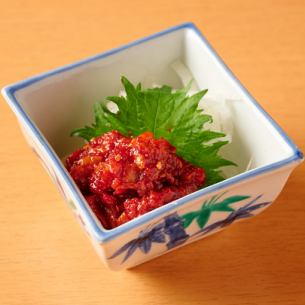 クリームチーズとチャンジャ和え