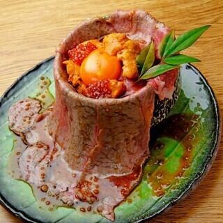 SNSで話題沸騰！！魅せる一皿、＜＜和牛火山＞＞