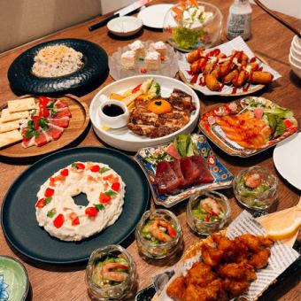 【当店人気No.1◆コスパ最強】２H飲み放題付き・軽くつまめる９品＜4,980円◆満足コース＞