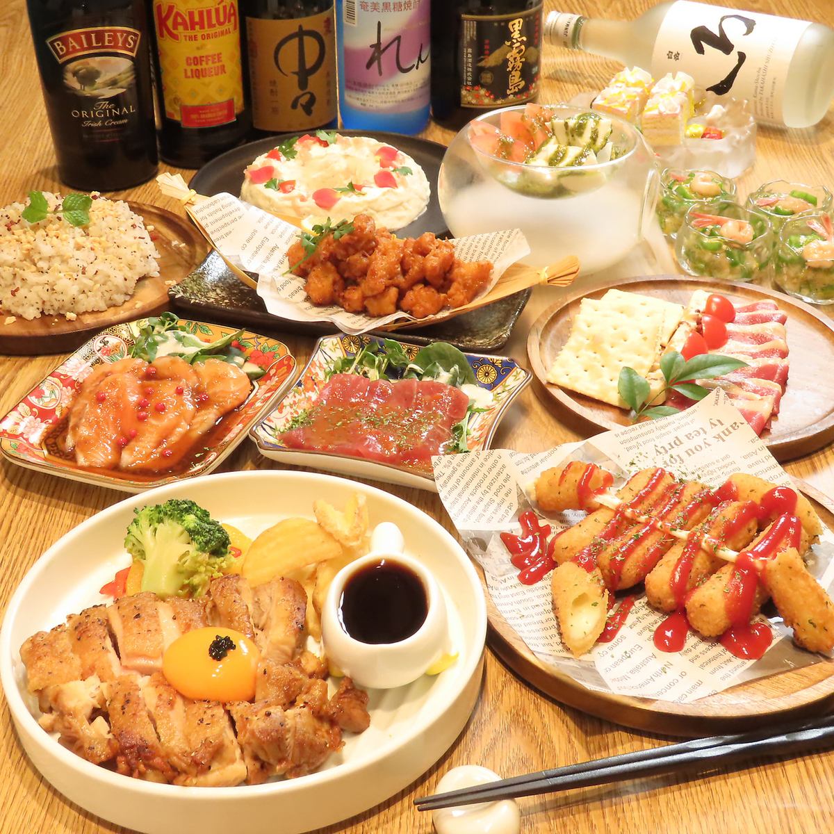 ２H飲み放題付・比内鶏と海鮮を楽しめる◆全８品・3500円◆