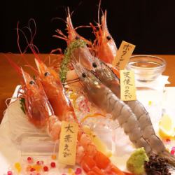 The classic! Three types of rich shrimp sashimi, 1 serving