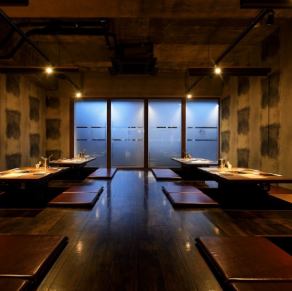 【貸切対応致します】掘りごたつのお席をエリア貸切としてご案内いたします。会社宴会や歓送迎会などシーンに合わせてご利用くださいませ。