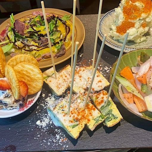 欢迎/告别宴高级套餐：享用8道春季菜肴，仅需6,000日元（含税）⇒ 平日[周日至周四] * 5,500日元（节假日前一天除外）