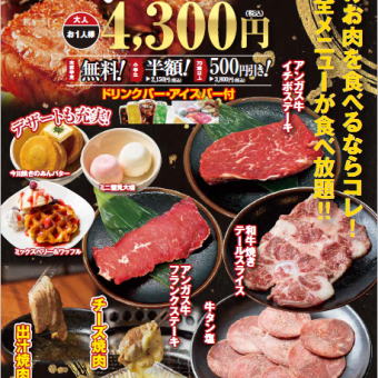 【ドリンクバーアイスバー付！】100分食べ放題！100品以上プレミアムコース　4300円(税込)