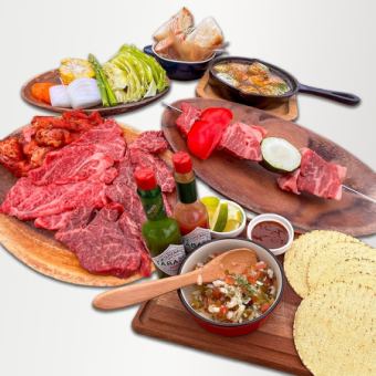 ◆Rooftop terrace BBQ, Wagyu beef + self-serve tacos ◆Taco party with a luxurious BBQ featuring rare red-haired steak skewers