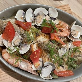 ☆アクアパッツァ・魚介のアヒージョ☆　 魚介メインの150分飲み放題付きコース