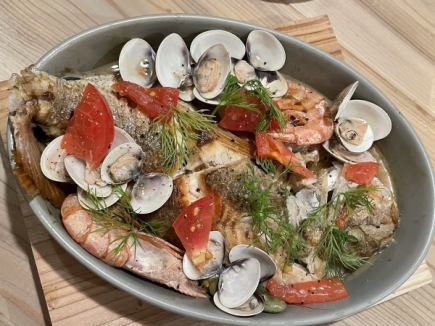 ☆アクアパッツァ・魚介のアヒージョ☆　 魚介メインの150分飲み放題付きコース