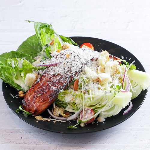 Caesar salad with thick-sliced Hokkaido bacon and romaine lettuce
