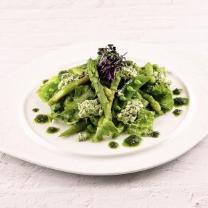 Asparagus and basil cottage cheese salad