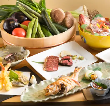 Enjoy "Azuki"! Perfect for banquets and business entertaining. Aizuki Course Menu (9 dishes total)