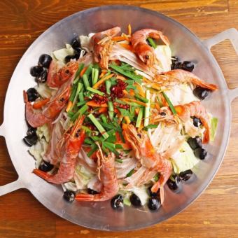 非常受歡迎！含生啤【蝦蛤蒸肉火鍋套餐（含暢飲）4,500日圓】