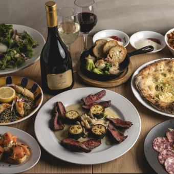 【12月*忘年会】牛サガリ肉のビステッカ含む全9品100分飲み放題コース スペシャル6500円(税込)