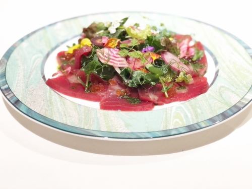 Toyosu Yamayuki Tuna carpaccio salad style