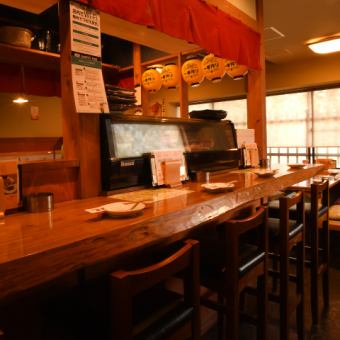 Counter seat where you can enjoy your meal calmly even by one person.Even on a date ◎